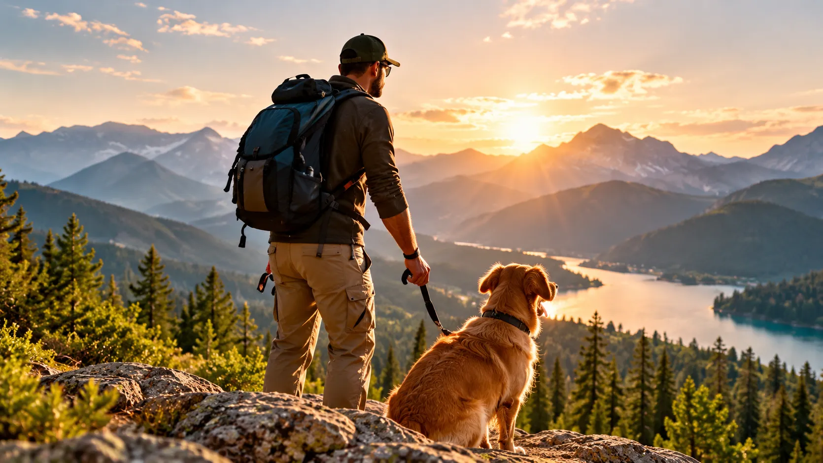 Dog and owner outdoors