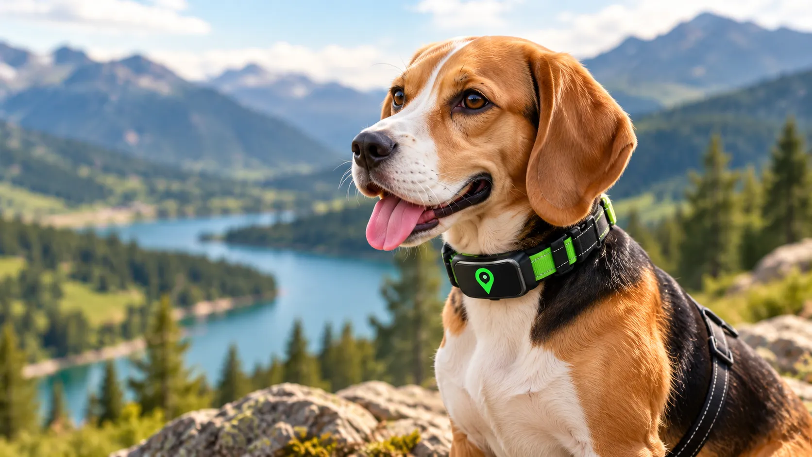 Dog wearing a GPS tracker